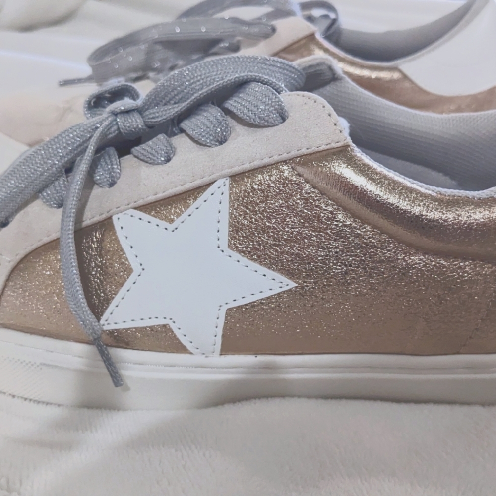 PARTY Rose Gold and White Star Sneakers